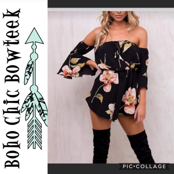 Pants - 🏆Off Shoulder Floral Romper
